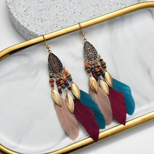 30style Fashion Bohemian MIDI Earrings Water Drop Line Feather Ear Jewelry Retro National Style Creative Birthday Beach Holiday