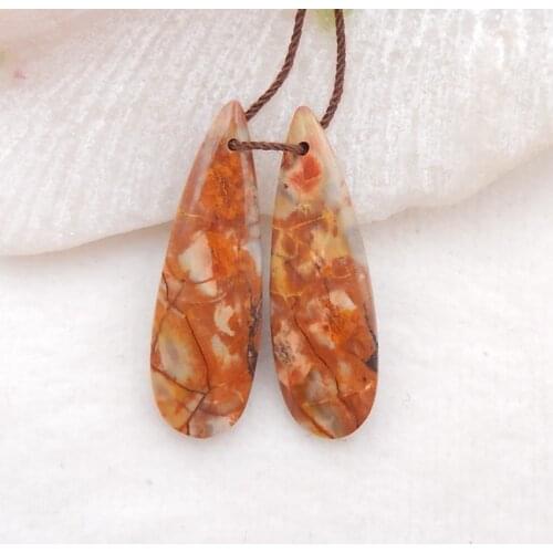 Natural stone Teardrop Birds Eye Jasper Earring, Jewelry accessories Earring Bead 35x11x5mm,4.9g