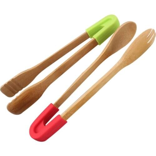 2PCS/set Bamboo Food Clip Buffet clip Kitchen Tongs Service Tongs for Serving Appetizers