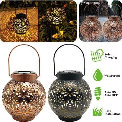 Solar Powered LED Morrocan Lantern Hanging Outdoor Garden Lamp Light