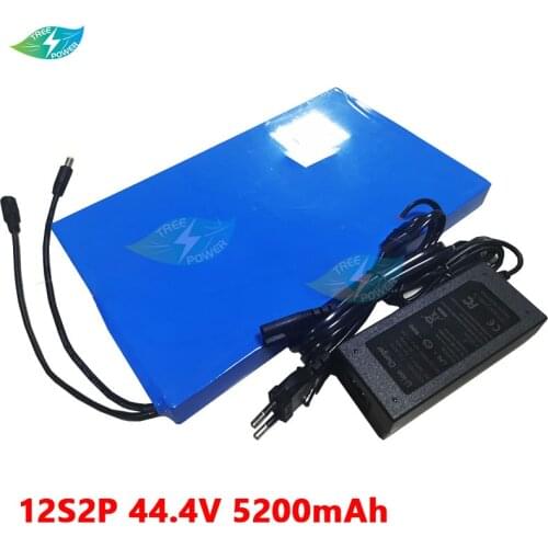 TP Great power 44.4V 5200mAh lithium ion battery pack 12S2P electric skateboard battery 44v for Electric longboard + 2A charger