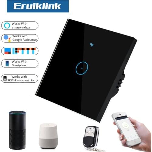 Eruiklink Smart Wifi Light Switch Alexa Google Home Voice 1 Gang EU Type Touch Panel Timer 433mhz Works With Sonoff RF Bridge