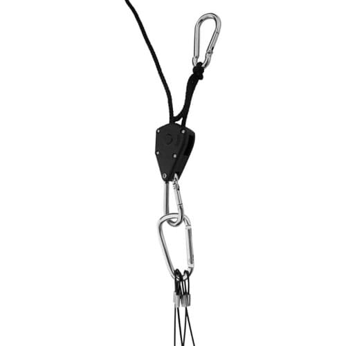 2pcs 1/8" Pulley Rope Ratchet 150lb Heavy Locking Hanger Lifting Lanyard for Tent Room Fan Grow Plant Camping Hiking