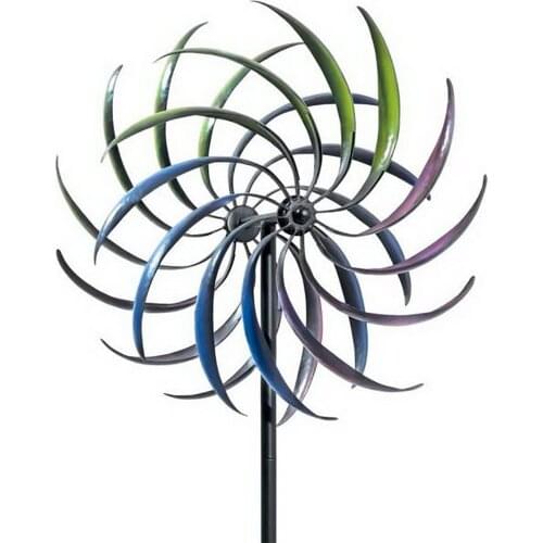 Iron Windmill Colorful Willow Leaves Dual Direction Wind Spinner