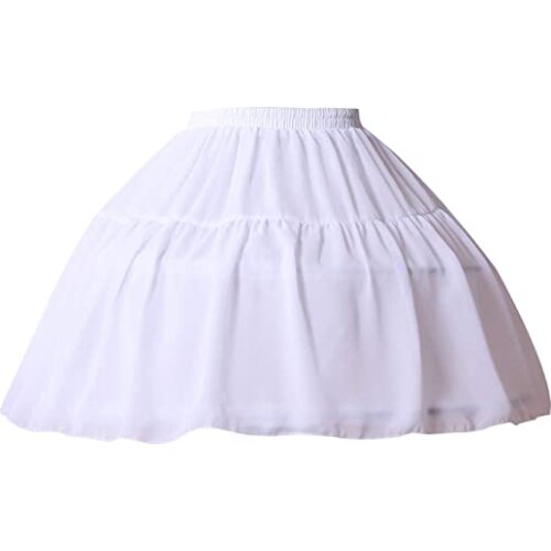Women Girls Crinoline Petticoat 2 Hoops Skirt Chiffon Ball Gown Short Half Slip Underskirt for Lolita Cosplay
