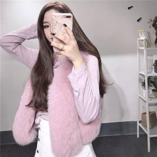 Vintage Real Fox Coat Women Clothes Fur Vest Autumn Winter Elegant Sleeveless Coats Jacket Manteau Femme Hiver ZL650