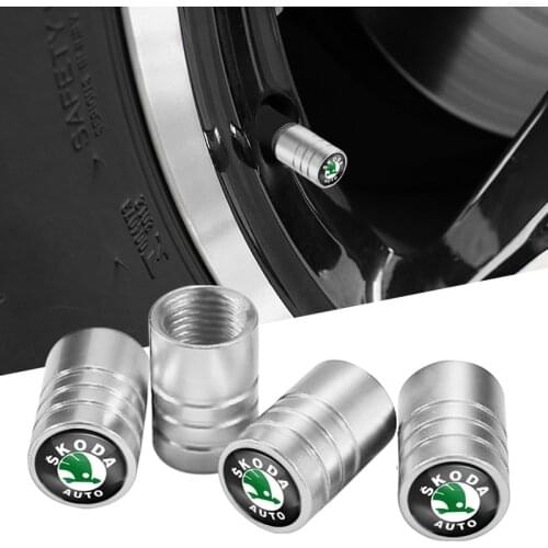 1Set Car Styling Metal Wheel Tire Valve Caps Dust Accessories For Skoda Octavia Rapid Fabia Kodiaq Karoq Superb Kamiq Scala