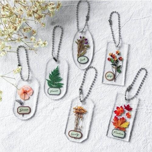 1 Pc Plant · Story Series Pendantins Dried Flowers Transparent Key Tag Journal Reading Accessories Pendant School Study Supplies