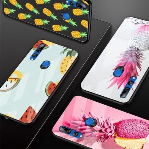 Fruit Pineapple Tempered Glass Phone Case For Huawei honor 8X 9 10i 20i 20Lite 20Pro 30 Pro Cover Shell