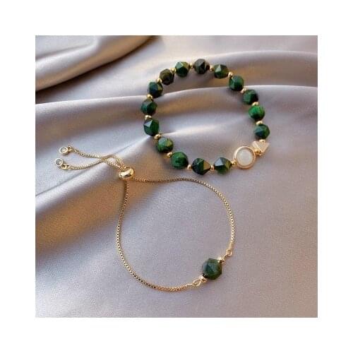 Luxury Green Red Blue Natural Stone Charm Bracelet Women Simple Personality Adjustable Bracelet & Bangle Trendy Jewelry
