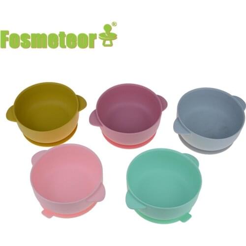 Fosmeteor Food Grade Baby Tableware Resistant Silicone Bowl With Anti-Fall Suction Cup Bowl Baby Training Food Supplement Bowl