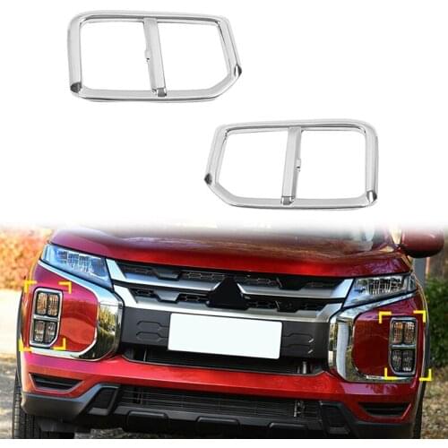 For Mitsubishi Outlander Sport ASX 2020 ABS Chrome Car Front Fog Light Lamp Bezel Cover Trim Exterior Garnish