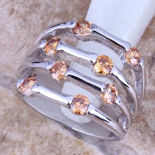 Elegant Brown Morganite Silver Plated Ring Size 6 / 7 / 8 / 9 R0294