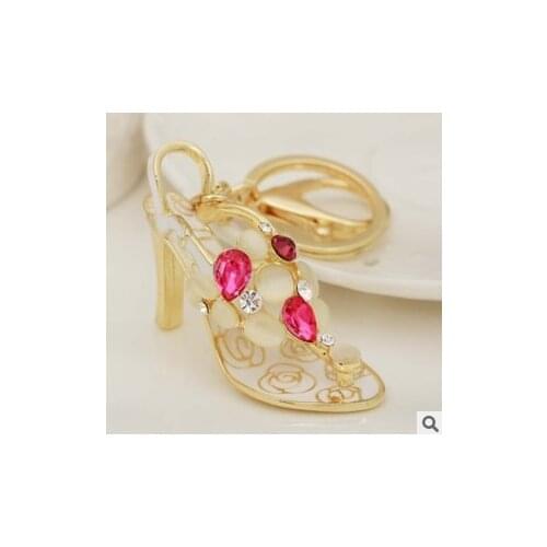 Opal pearl crystal enamel High heels keychain/korean luxury jewelry bag accessories/chaveiro/llaveros women/porte clef strass