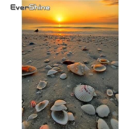 EverShine DIY Diamond Painting Landscape Diamond Embroidery Sunset Full Square Drill Shell Picture Of Rhinestones Decor For Home