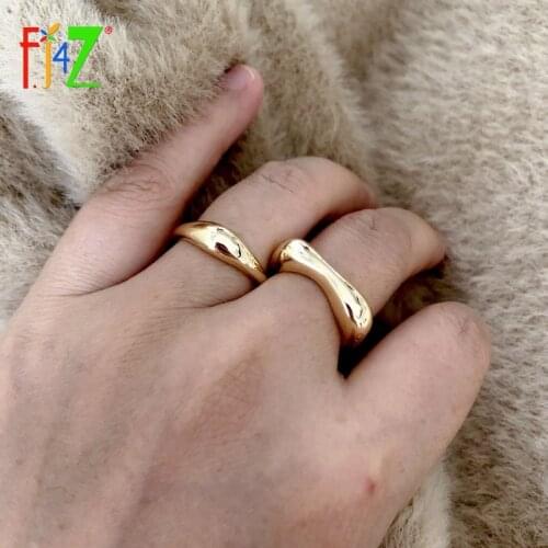 F.J4Z 2020 Women Gold Polish Alloy Rings Classic Irregular Top Finger Rings Ladies Party Jewelry Accessories dropship