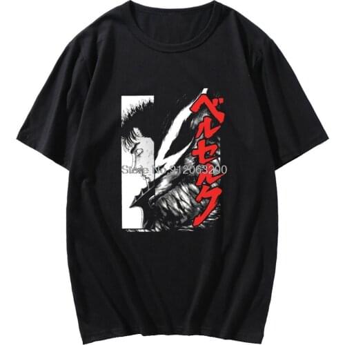 Harajuku Japanese Comics Berserk Print T-shirt Short Sleeve Unisex Casual Fashionable Tshirt Male Oversized Hip-hop Style Tshirt
