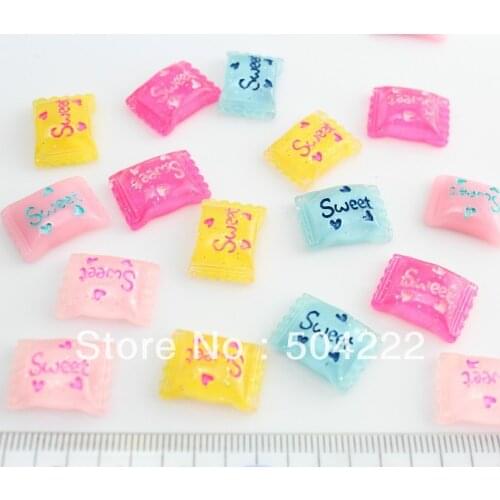 200pcs lovely Sweet candy assorted glitter hand paint resin Cabochon for Kawaii Decoden DIY Projects 16mm-Glitter sparkle sweet