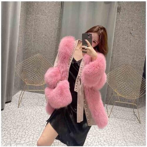 2020 Winter Jackets Luxury Womens Genuine Fox Fur Coats Fashion Design Patchwork Thickening Warm Ladies Cardigan