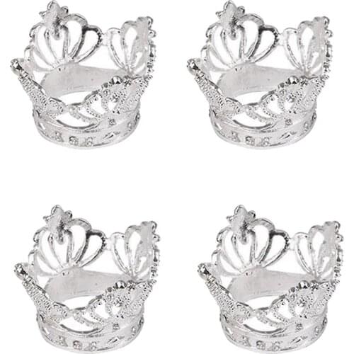LUDA Crown Napkin Rings Set Of 4 - Rhinestone Napkin Rings For Formal Dining, Thanksgiving Dinner, Christmas Dinner