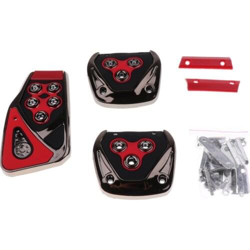 3Pieces High Quality Non-Slip Accelerator Brake Foot Pedals Pads Covers Red