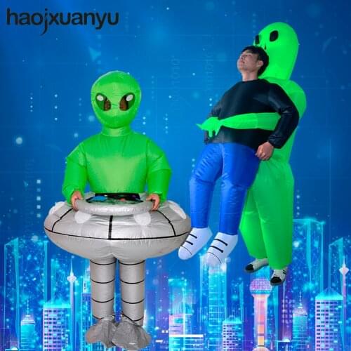 New Inflatable Costume Green Alien Adult Kids Funny Live Video Party Fancy Dress Unisex Costume Halloween Costume