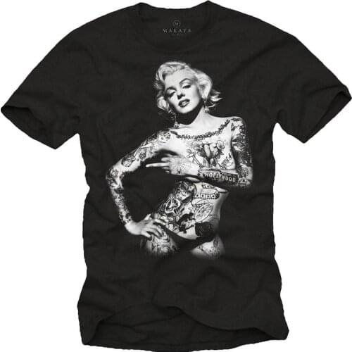 Summer Men Short Sleeves T Shirt Rockabilly Tattoo Herren T-Shirt for Biker Mit Sexy Pin Up Girl Marilyn Monroefunny Tee Shirts
