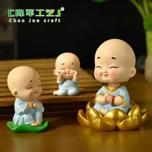 ZOCDOU 1 Piece Cute Little Monk Small Statue Little Figurine Crafts Figure Ornament Miniatures