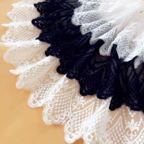 Fashion Black/White/Beige Soft Gauze Cotton/Rayon Embroidered Lace Trim DIY Lace Fabric Accessories Width 10cm 5Yds/lot