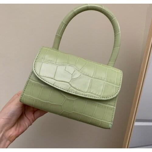 WOONAM Fashion Designer Handbag Top Hide Genuine Calf Leather in Alligator Pattern Small Top Handle Satchel Shoulder Bag WB975