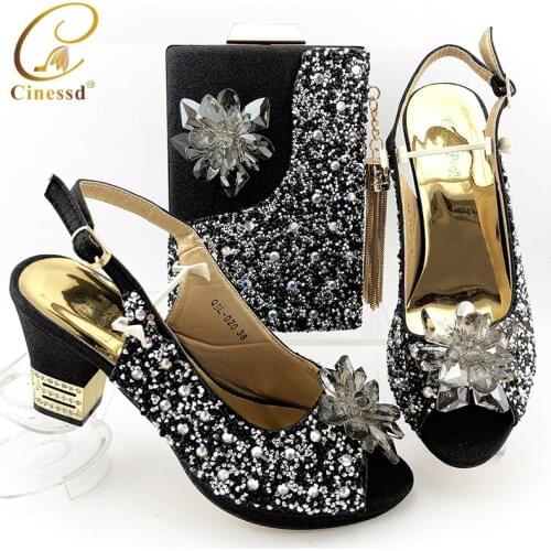 Fashion Shoe and Matching Bag for Nigeria Party Italian High Heels Autumn Slipper for Wedding African Women Shoes and Bag SeT