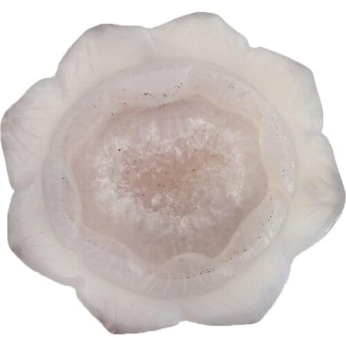 Natural Agate Geode Lotus Figurine Quartz Drusy Cluster Flower Mineral Specimen Healing Crystal Stone Wedding Party Decoration