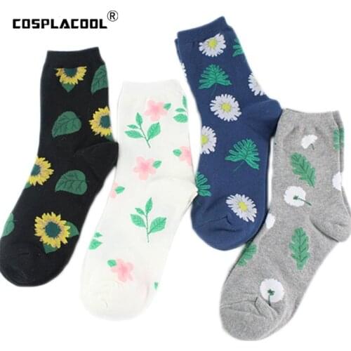 Lovely Jacquard/Plants Socks Women Printing Pattern Art Creative Korean Animal/Cactus Socks Funny Socks Kawaii Sokken Calcetines