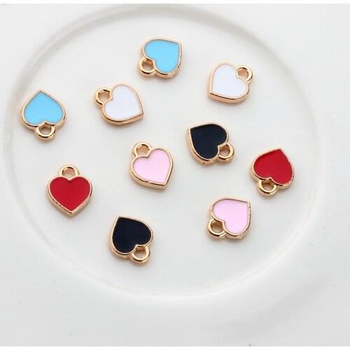 Zinc Alloy Enamel Charms Mini Sweet Love Heart Charms 50pcs/lot For DIY Fashion Jewelry Making Accessories