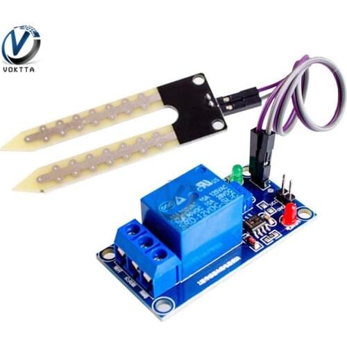 1PCS DC12V Relay with Soil Moisture Sensor Module Control Board Automatic Watering Humidity Starting Switch Relays for Garden