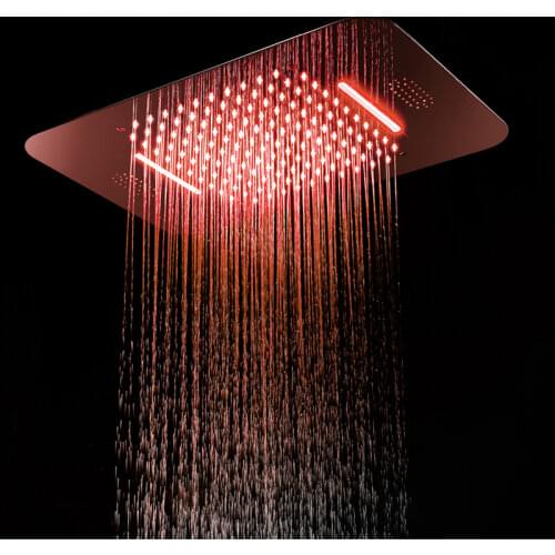 Luxury Colorful LED Shower Head Shower Speaker Ceiling Square SUS304 Chrome Showerhead Bathroom Bluetooth Music Rainfall Shower
