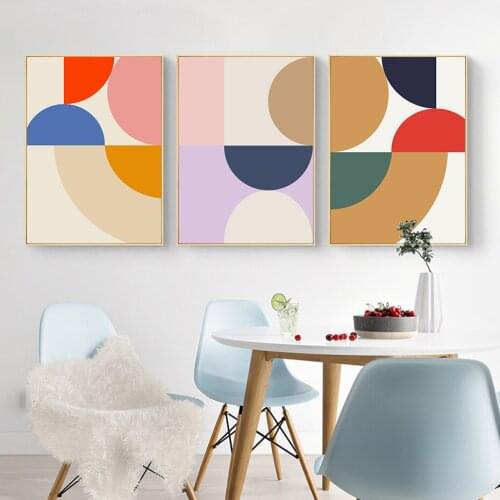 Self-adhesive Wall Stickers Modern Abstract Geometric Color Block Poster and Prints Printing Wall Art Pictures Living Home Decor
