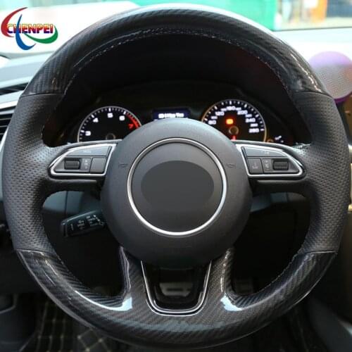 DIY Non-slip Black Carbon Fiber Leather Car Steering Wheel Cover For Audi Q3 2013-2018 Q5 2013-2017 Q7 2012-2015 Car Accessories