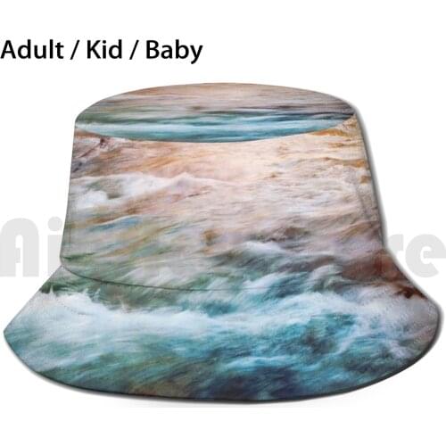 Waves Of Color Sun Hat Foldable UV Protection Waves River Movement Nature Pacific Northwest Water Color Texture