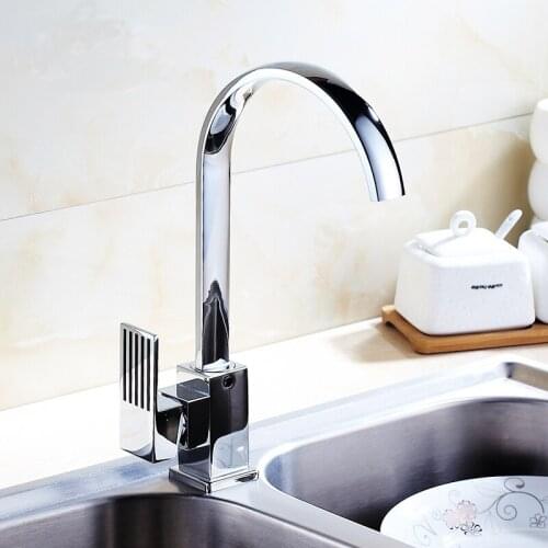 Whosale Copper valve single hole kitchen dish basin faucet hot and cold, Rotated sink basin faucet mixer water tap chrome plated