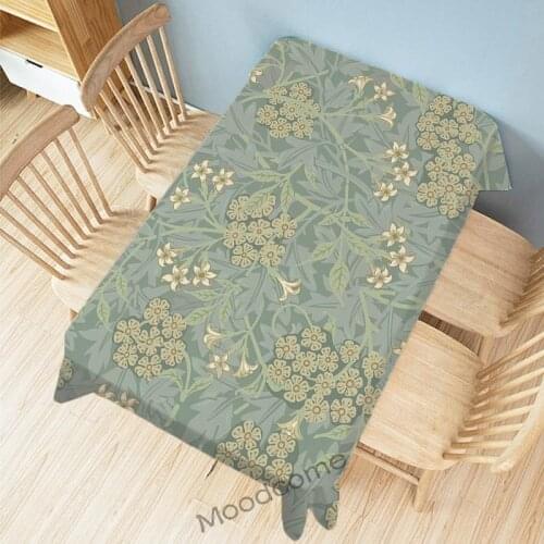 Light Green Spring Flower Elegant Europe Wall Pattern Leaves Waterproof Linen Home Decorative Tapestry Dinning Table Cloth Cover