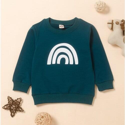 Toddler Baby Boy Girls Sweatshirt Top Rainbow Striped Print Long Sleeve Top Hoodies Casual Clothing Autumn Outwea