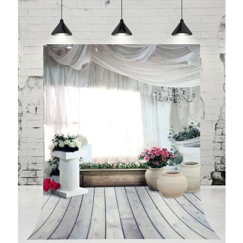 VinylBDS Indoor Wedding Decoration Photography Backdrops Chandelier and Flowers Photo Studio Background for Children Props