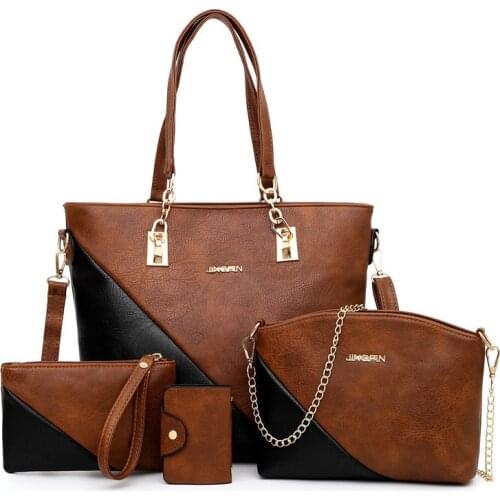2021 New Womens Bag 4 Piece Set Hand Bag PU Leather Shoulder Messenger Bag Europe and America Single Diagonal Composite Bag