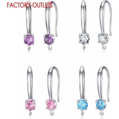 4 Colors 925 Sterling Silver Geometric CZ Dangle Earrings Brilliant Crystal Bijoux CZ Earrings For Women Jewelry