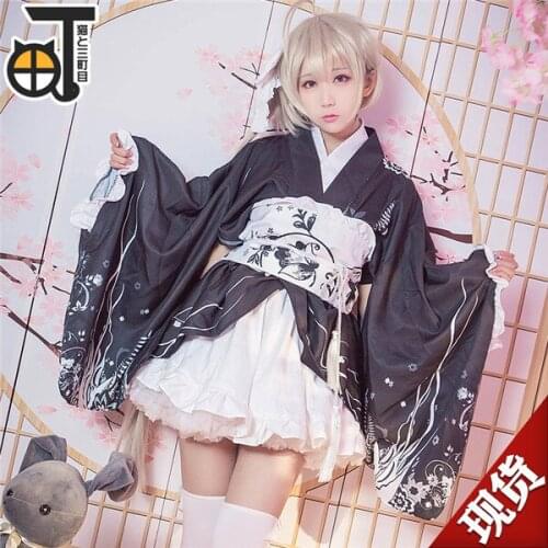 In solitude Sora Black cheongsam cosplay costume Japanese style Halloween woman dress in stock