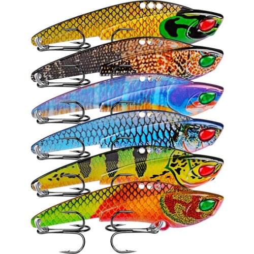 1Pcs Metal VIB Lures 22G/77mm vivid Vibrations Spoon Lure Fishing bait Bass Artificial Hard Bait Cicada lure VIB Bait 3D Eyes