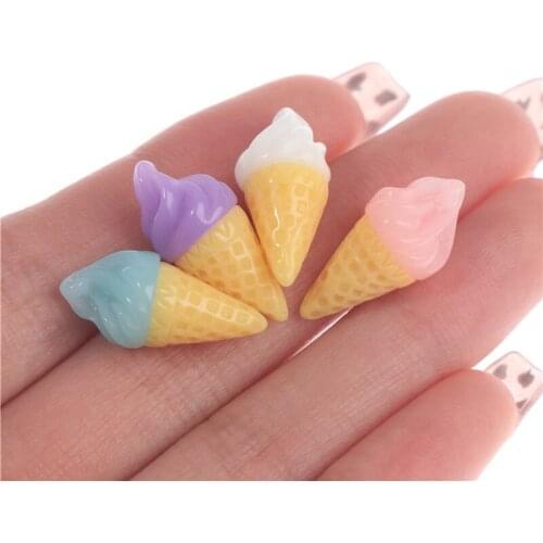 10pcs Miniature Resin Ice Cream Sweet Cone DIY Kit Supplies Accessories Pretend Play Toys
