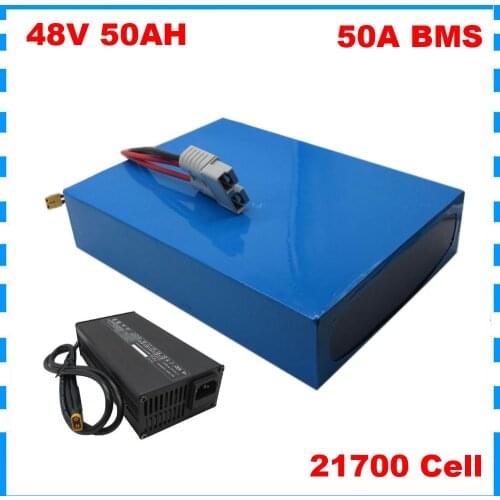 13S 48V 50AH Lithium ion Ebike Battery Pack 48 V Electric Bike Batteria 50A BMS 21700 Cell with 54.6V 5A Charger