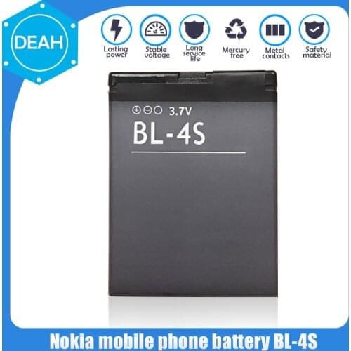 1PCS 860mAh BL-4S BL4S BL 4S Phone Battery For Nokia 1006 2680S 3600S 3602S 6202C 6208C 7020 7100S 7610 7612S X3-02 3710F 1006